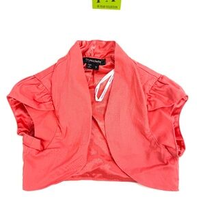 My Michelle Girls Coral Shrug Bolero Jacket Size 7 – Short Sleeve Satin-Lined
